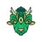 green three eye goat lamb monster mythology beast face design