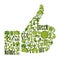 Green Thumb up with environmental icons