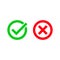 Green tick and red checkmark vector circle icons