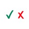 Green tick and red checkmark vector icons
