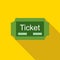 Green ticket icon in flat style