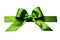 Green tied silk ribbon on transparent background