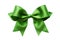 Green tied silk ribbon on transparent background
