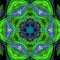 Green tile snowflake fractal background, spring snowflake or flower