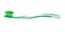 Green toothbrush with paste isolated over white background