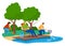 Green tourism, active recreation concept, outdoors, summer travel, design cartoon style vector illustration, isolated on