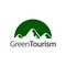 Green Tourism. Half circle mountain icon logo concept design template