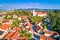 Green town of Samobor church and landscape aerial view