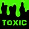 Green toxic liquid on dark background. Radioactive substance