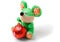 Green toy mouse with red christmas ball