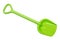 Green toy spade, plastic shovel