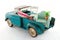 Green toy truck for moving houses