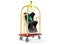 Green traffic light with hotel luggage cart