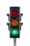 Green traffic light isolated on a white background.