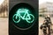 Green traffic lights for bicycles.