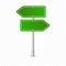 Green traffic sign icon, Highway signboard mockups. Metal pointer isolated on transparent background