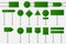 Green traffic signs. Blank road board for warning, indicating direction, prohibition signage and arrow way on highway or city.