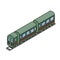 green train carriages on rails vector