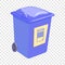 Green trashcan icon, cartoon style