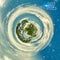 Green tree with blue sky and white clouds, 360 degree mini planet. SAVE THE WORLD