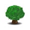 Green tree with brush textured crown. Vector illustration on white background.