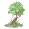 green tree icon with many leaves. dense trees with grass, rocks. flat vector designs.