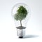 Green tree inside light bulb. 3d rendering