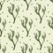 Green tree and leaves seamles pattern