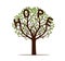 Green Tree with Leaves and text HOPE. Vector outline Illustration. Plant in Garden