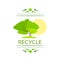 Green tree recycle flat eco icon vector