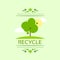 Green tree recycle flat eco icon vector