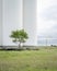 Green tree and silo of grain elevator