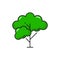 Green tree thin line icon, spring or summer decor