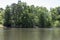 Green trees and a green lake color located in Jamestown, North Carolina