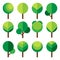 Green Trees Simple Icons Set Nature Elements