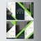 Green triangle business trifold Leaflet Brochure Flyer report template vector minimal flat design set, abstract three fold