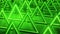 Green triangular abstract background. Neon lights background. Pattern triangle prisms. Abstract sci fi geometric background.
