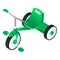 Green tricycle icon, isometric style