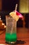 Green Tropical Summer Delight Soda Mocktail, Refreshing Soft Drink to get rid of thirst with sweet aroma from lime and orchid