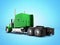 Green truck without trailer for long trips around the country 3d render on blue background with shadow