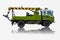 Green Truck or truck crane with lift in factory