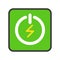 Green Turn on and turn off button, filled outline Flat icon savi