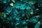 Green turquoise translucent background of texture of natural emerald stones. Close up.