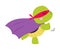 Green Turtle Animal Superhero Dressed in Mask and Cloak Running Vector Illustration