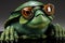 Green turtle glasses funny. Generate Ai