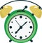 Green Twin Bell Alarm Clock in Flat Style