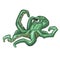 green underwater octopus hand drawn illustration