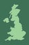 Green United Kingdom or UK map without divisions with borders on dark background
