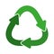 green united recycling symbol shape with arrows