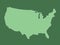 Green united states of America map with filled lines without different states on dark background